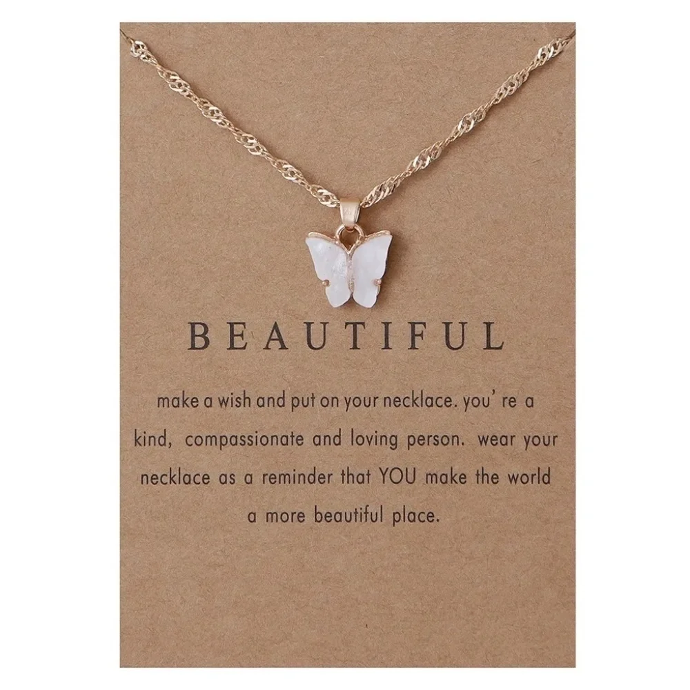 *DEE* Gold x White Beautiful Butterfly Fashion Necklace